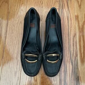 Goffredo Fantini Leather Pumps Womens 9 Black Contrast Stitch Classic